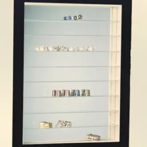 vitrine pour dé à coudre, fève, boite